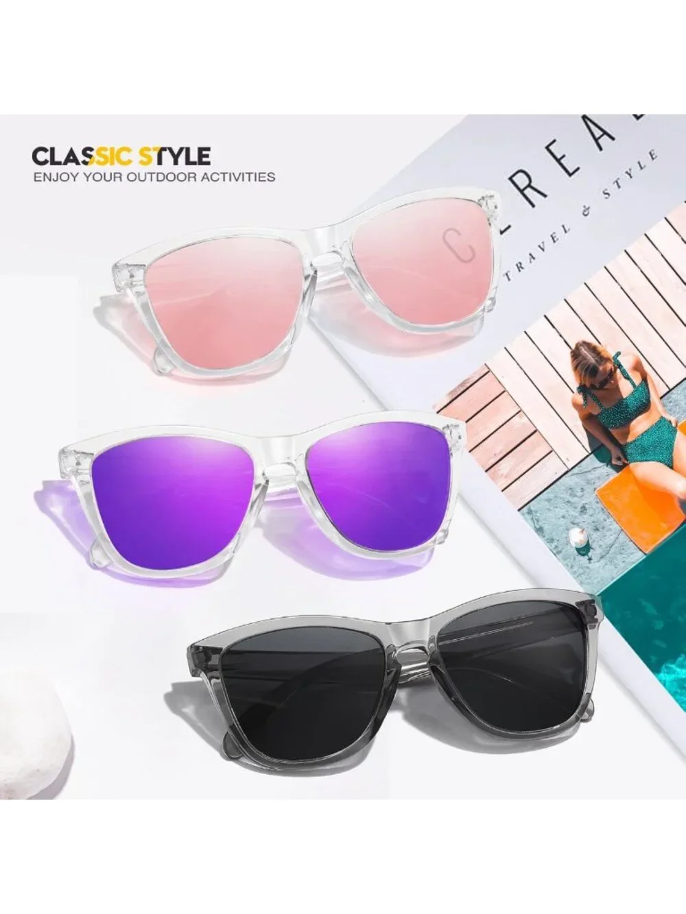 Polarized Retro Sunglasses for Men & Women - UV400 Protection, Mirror Lens